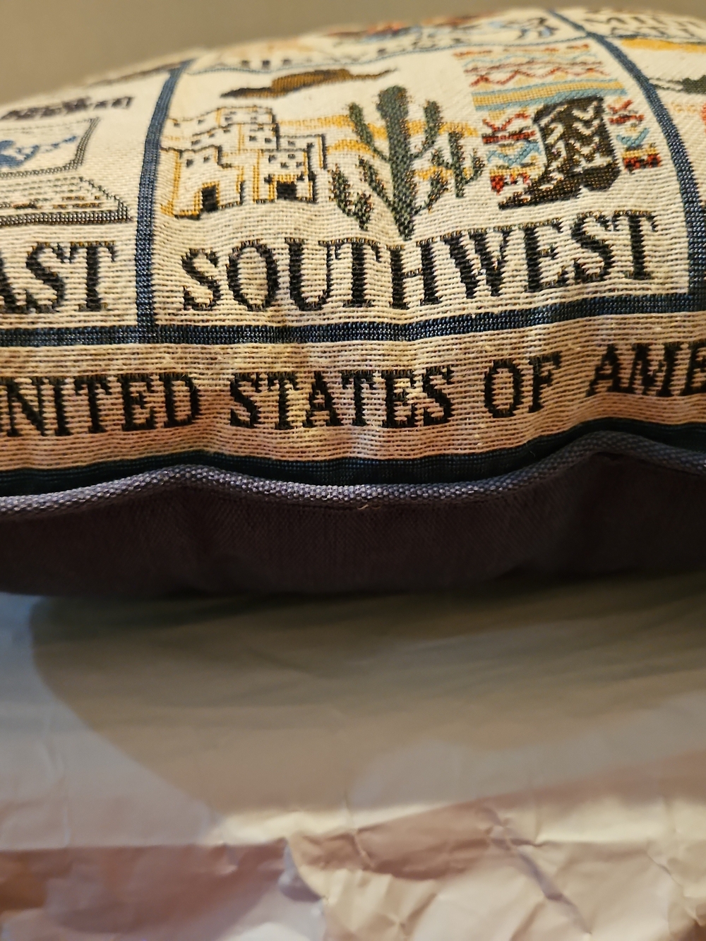 Regional U.S. Map Tapestry Accent Pillow - Multi Beige - Picture 5 of 5